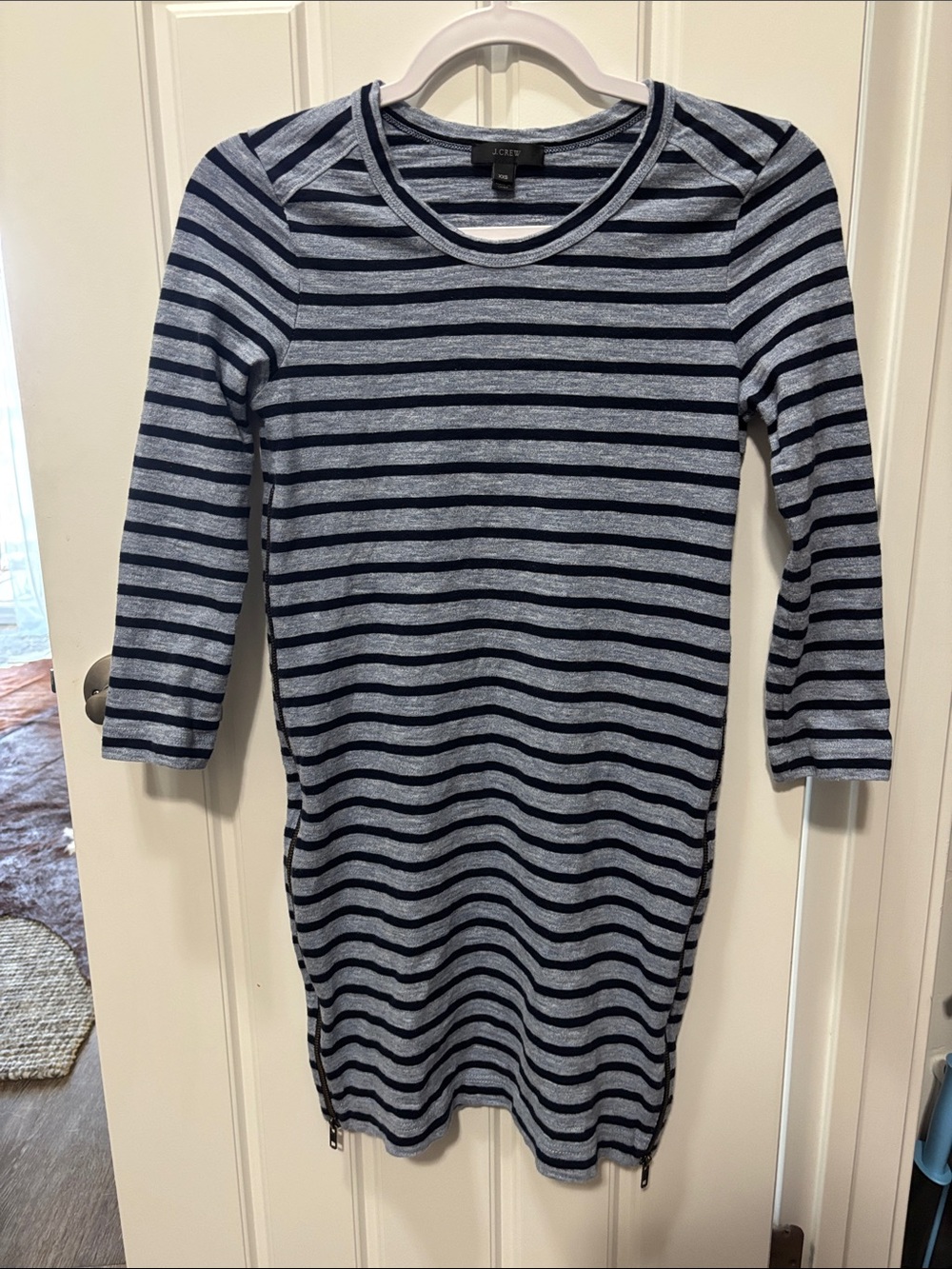 J. Crew Striped Knit Dress with Zipper Details